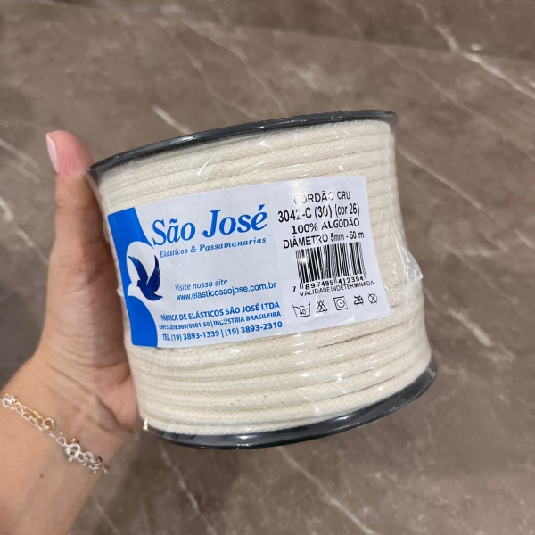 CORDÃO DE ALGODÃO CRU 5MM- SÃO JOSÉ - 50 METROS